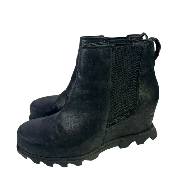 Sorel Women's Joan of Arctic Wedge III Chelsea boots in black leather size 11 - Picture 1 of 11